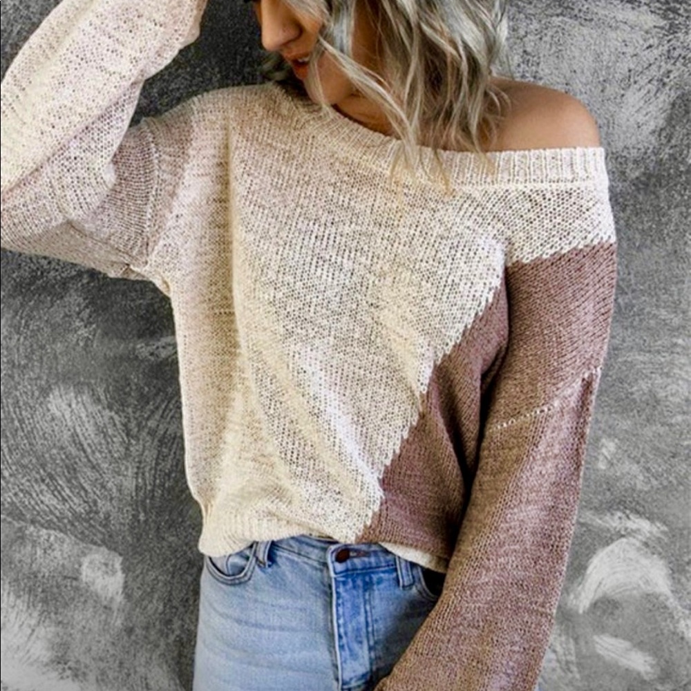 Neutral Colorblock Sweater